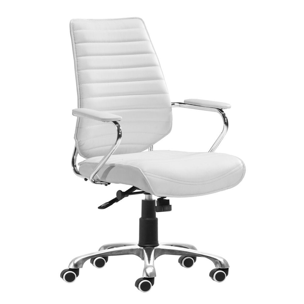 White and Silver Adjustable Height Swivel Rolling Office Chair  Warm Home View