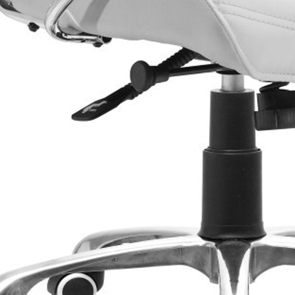 White and Silver Adjustable Height Swivel Rolling Office Chair  Warm Home View