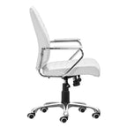 White and Silver Adjustable Height Swivel Rolling Office Chair  Warm Home View