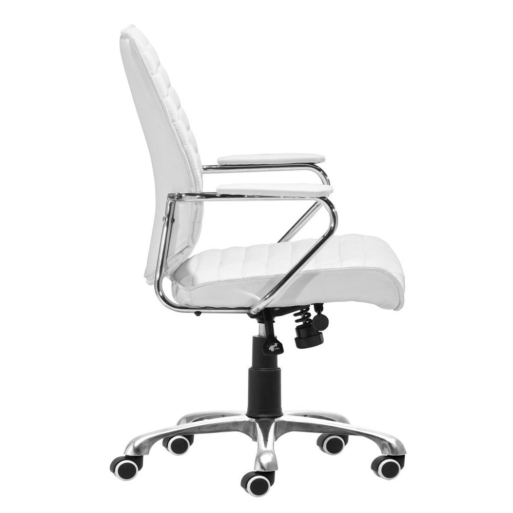 White and Silver Adjustable Height Swivel Rolling Office Chair  Warm Home View