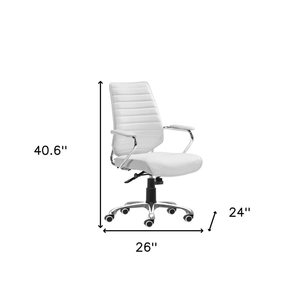 White and Silver Adjustable Height Swivel Rolling Office Chair  Warm Home View