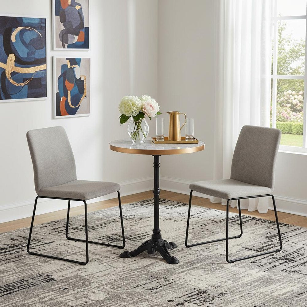 24" White And Black Wood And Aluminum Indoor Outdoor Pedestal Base Round Top Dining Table  Warm Home View