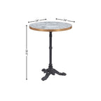 24" White And Black Wood And Aluminum Indoor Outdoor Pedestal Base Round Top Dining Table  Warm Home View