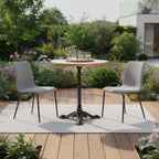 24" White And Black Wood And Aluminum Indoor Outdoor Pedestal Base Round Top Dining Table  Warm Home View
