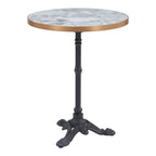 24" White And Black Wood And Aluminum Indoor Outdoor Pedestal Base Round Top Dining Table  Warm Home View