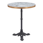 24" White And Black Wood And Aluminum Indoor Outdoor Pedestal Base Round Top Dining Table  Warm Home View