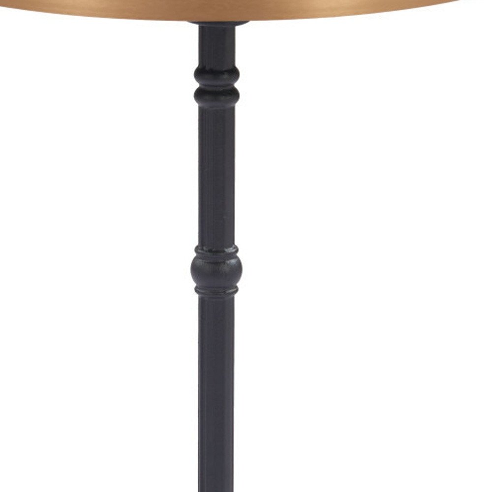 24" White And Black Wood And Aluminum Indoor Outdoor Pedestal Base Round Top Dining Table  Warm Home View