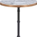 24" White And Black Wood And Aluminum Indoor Outdoor Pedestal Base Round Top Dining Table  Warm Home View