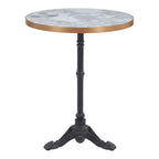 24" White And Black Wood And Aluminum Indoor Outdoor Pedestal Base Round Top Dining Table  Warm Home View