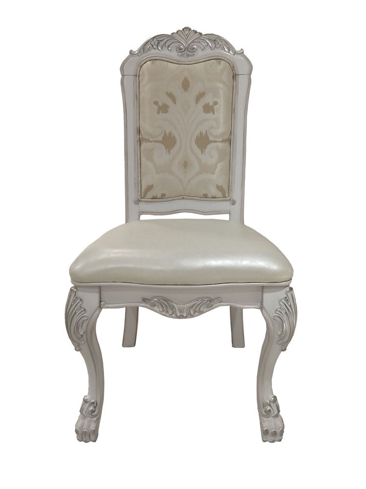 Set of Two White Tufted Faux Leather Dining Side Chairs  Warm Home View