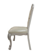 Set of Two White Tufted Faux Leather Dining Side Chairs  Warm Home View