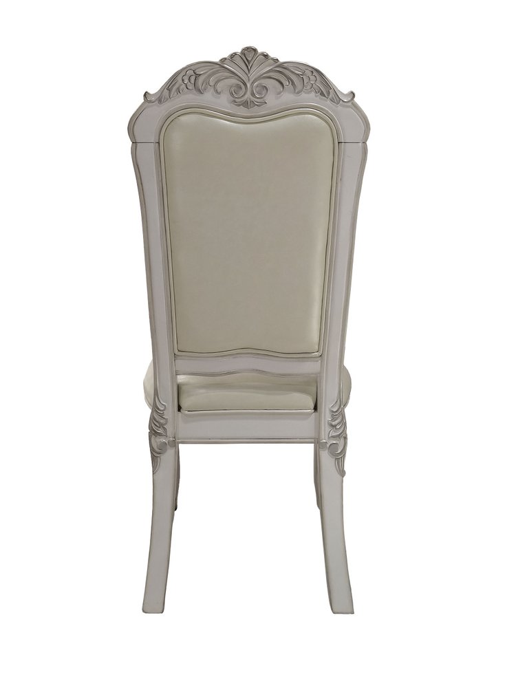 Set of Two White Tufted Faux Leather Dining Side Chairs  Warm Home View