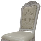 Set of Two White Tufted Faux Leather Dining Side Chairs  Warm Home View