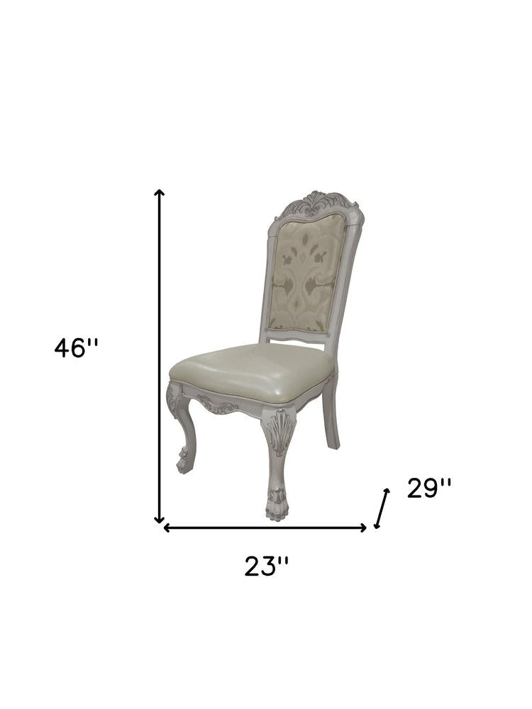 Set of Two White Tufted Faux Leather Dining Side Chairs  Warm Home View
