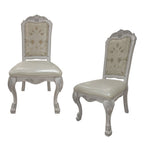 Set of Two White Tufted Faux Leather Dining Side Chairs  Warm Home View