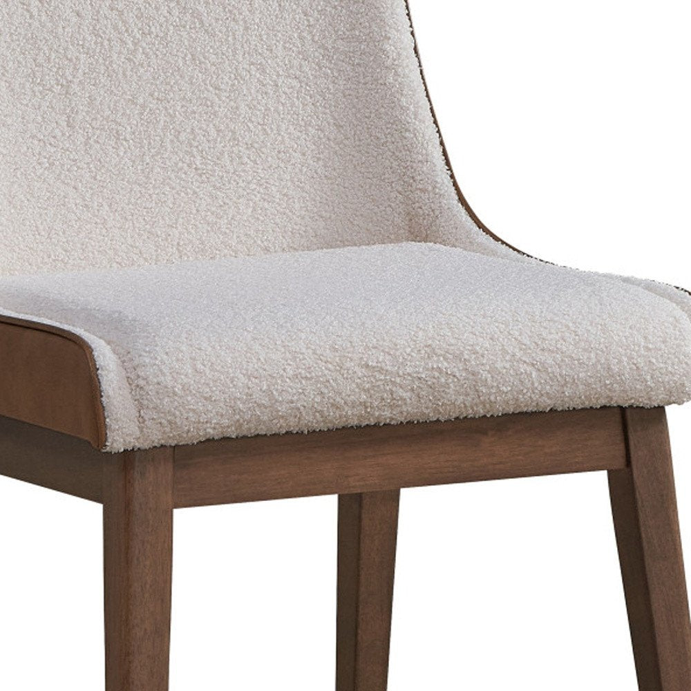 Set of Two White and Brown Velvet Dining Side Chairs  Warm Home View