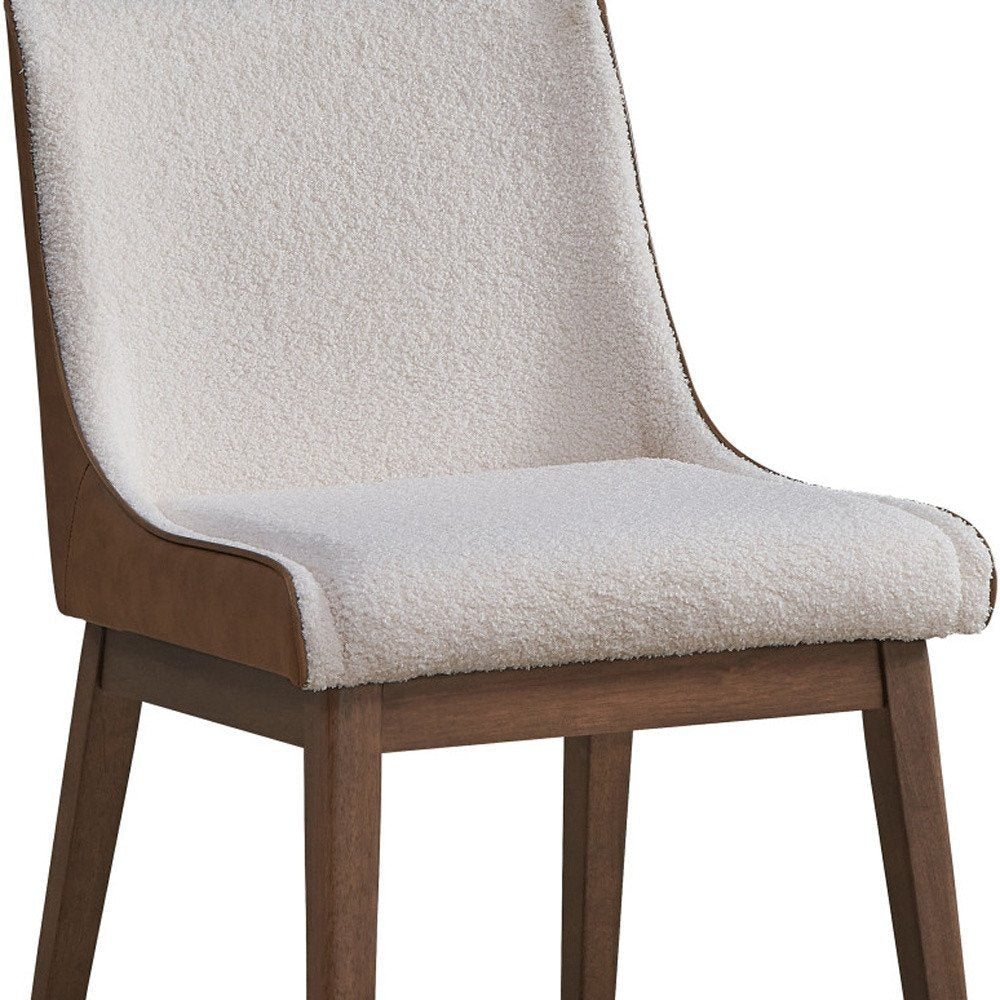 Set of Two White and Brown Velvet Dining Side Chairs  Warm Home View