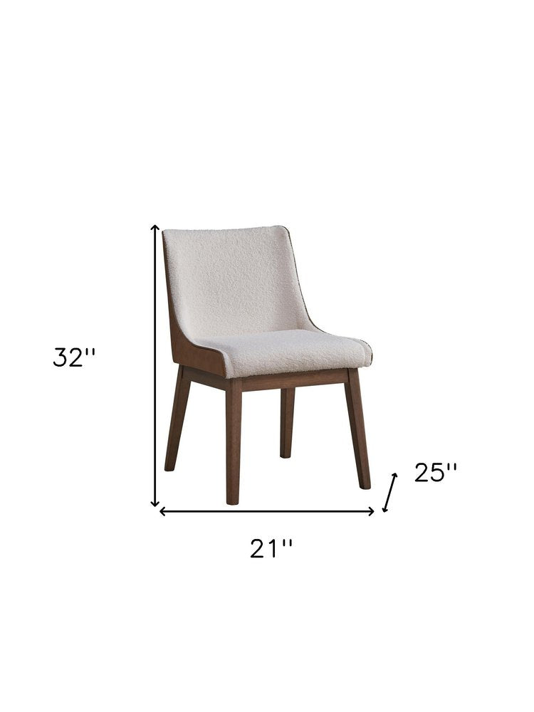 Set of Two White and Brown Velvet Dining Side Chairs  Warm Home View