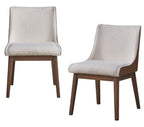 Set of Two White and Brown Velvet Dining Side Chairs  Warm Home View