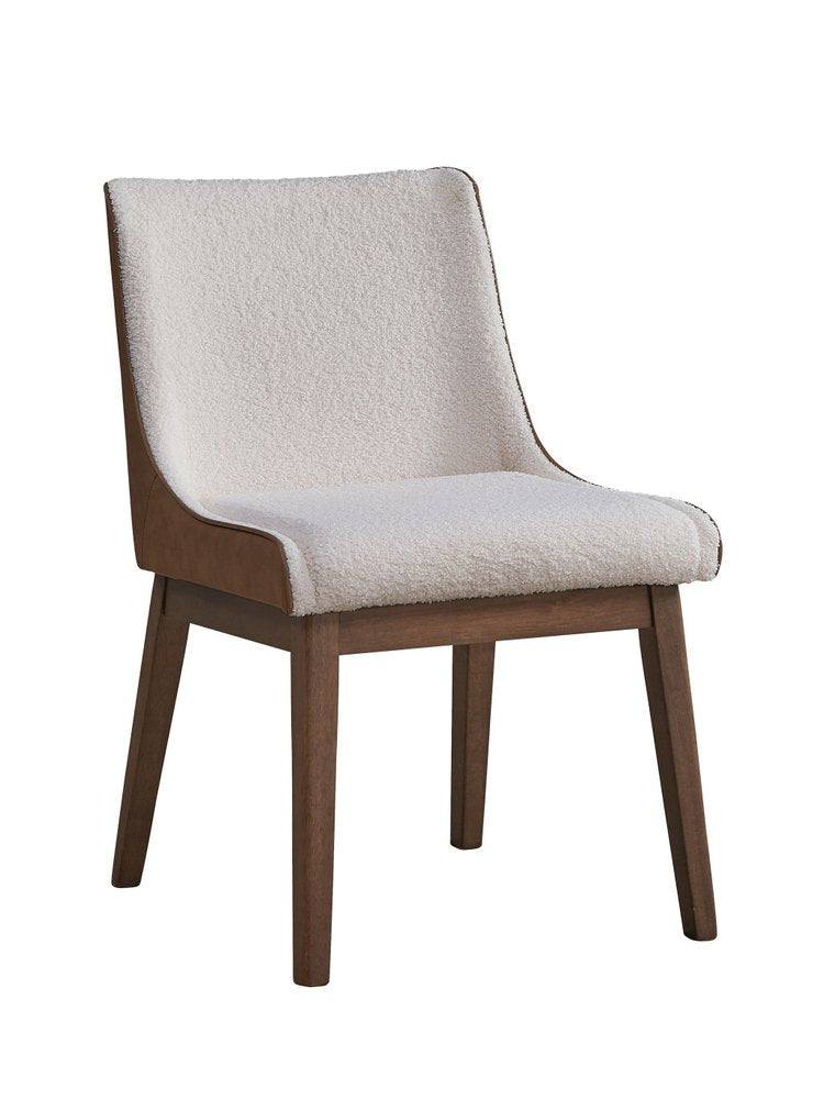 Set of Two White and Brown Velvet Dining Side Chairs  Warm Home View