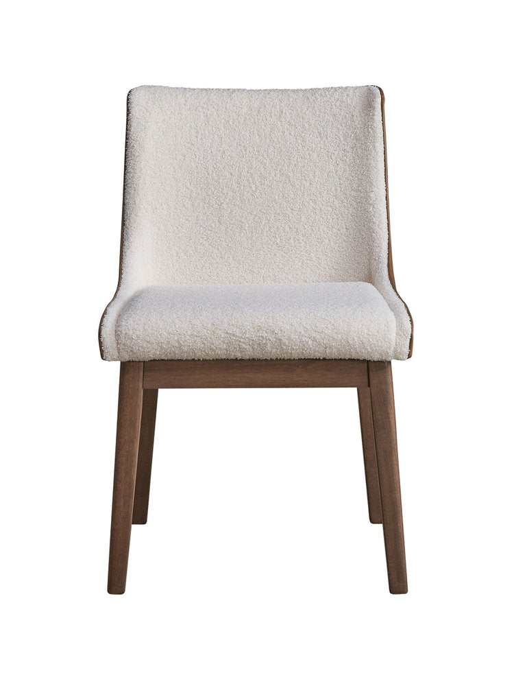 Set of Two White and Brown Velvet Dining Side Chairs  Warm Home View