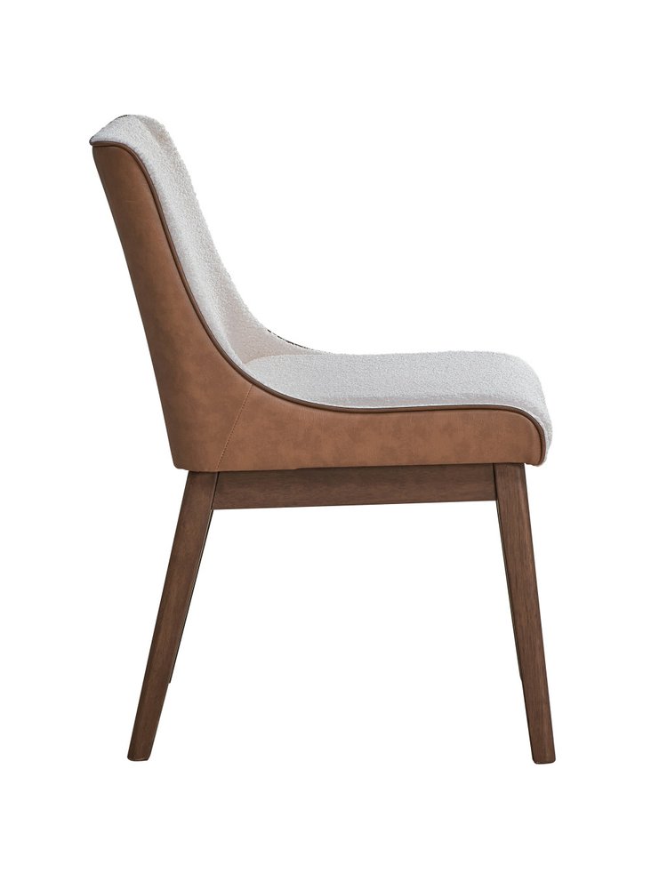 Set of Two White and Brown Velvet Dining Side Chairs  Warm Home View