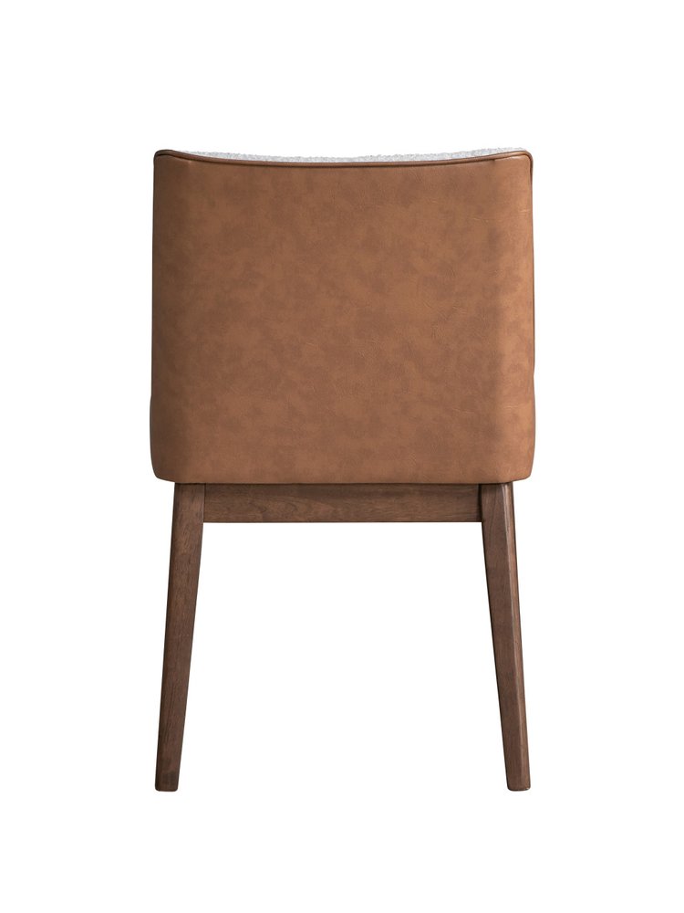 Set of Two White and Brown Velvet Dining Side Chairs  Warm Home View