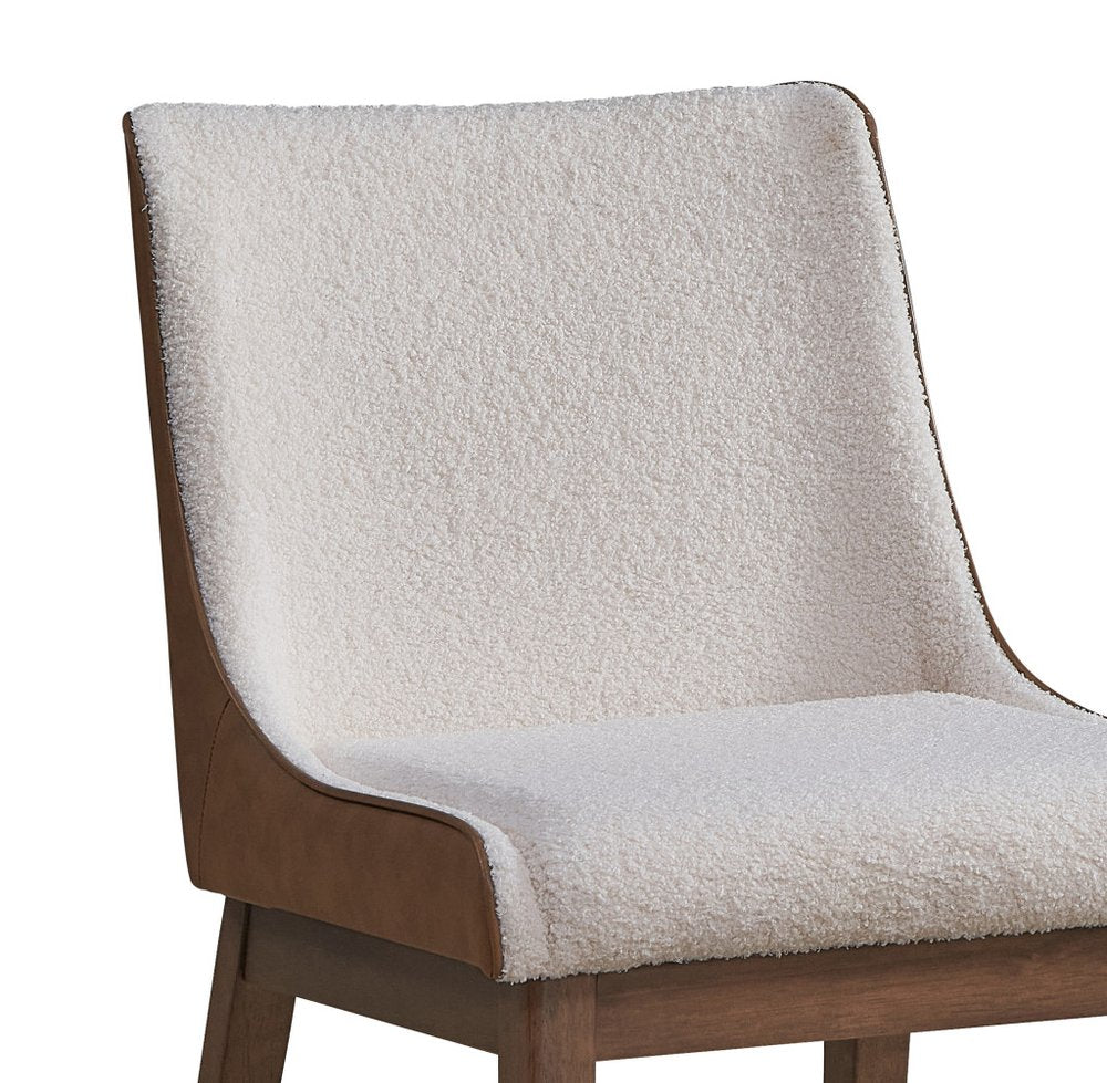 Set of Two White and Brown Velvet Dining Side Chairs  Warm Home View