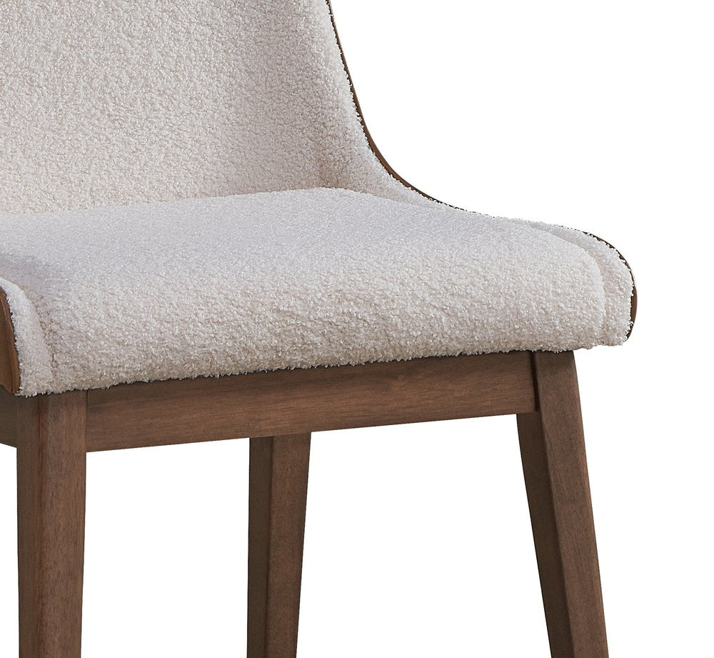 Set of Two White and Brown Velvet Dining Side Chairs  Warm Home View