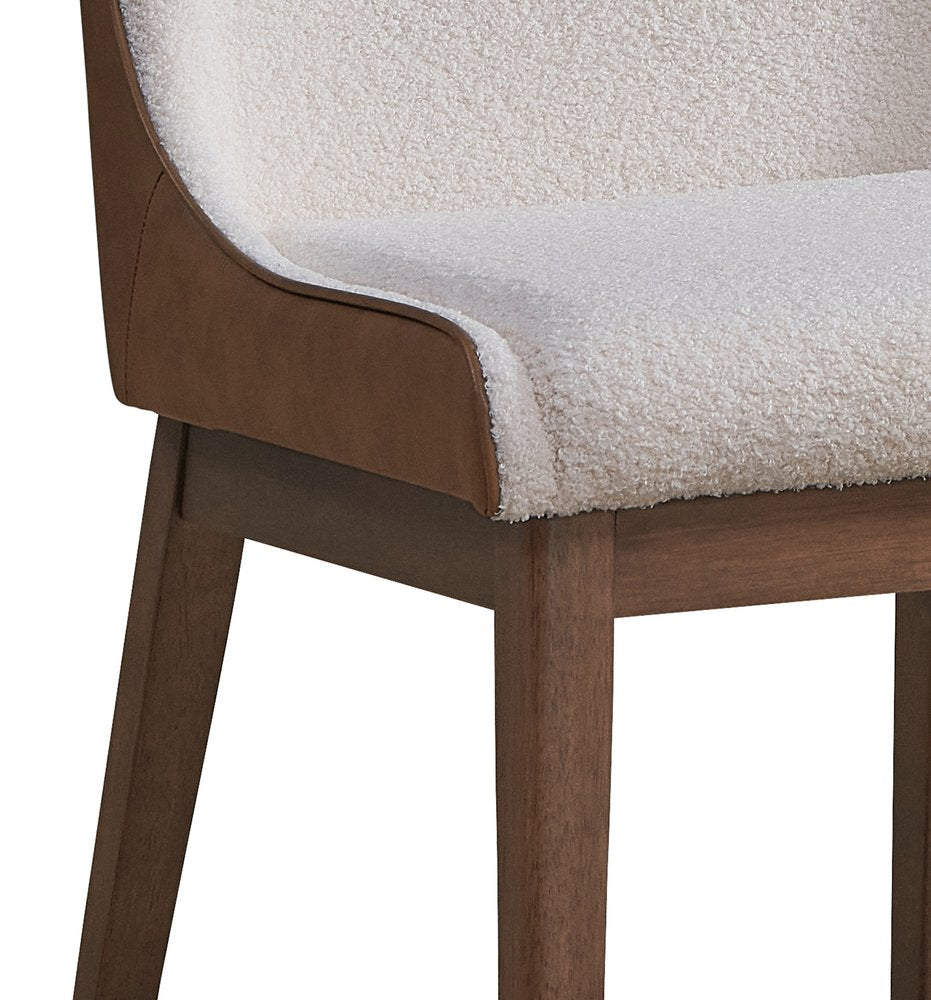 Set of Two White and Brown Velvet Dining Side Chairs  Warm Home View