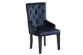 Tufted Dark Blue and Black Upholstered Velvet Dining Parsons Chair  Warm Home View