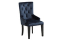 Tufted Dark Blue and Black Upholstered Velvet Dining Parsons Chair  Warm Home View