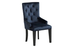 Tufted Dark Blue and Black Upholstered Velvet Dining Parsons Chair  Warm Home View