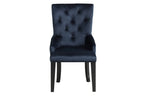 Tufted Dark Blue and Black Upholstered Velvet Dining Parsons Chair  Warm Home View