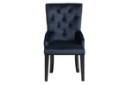 Tufted Dark Blue and Black Upholstered Velvet Dining Parsons Chair  Warm Home View