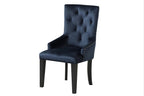 Tufted Dark Blue and Black Upholstered Velvet Dining Parsons Chair  Warm Home View