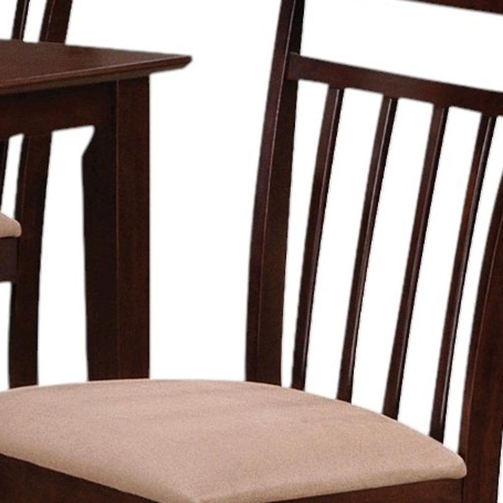 Five Piece Espresso Wood Dining Set with Four Chairs  Warm Home View