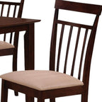 Five Piece Espresso Wood Dining Set with Four Chairs  Warm Home View