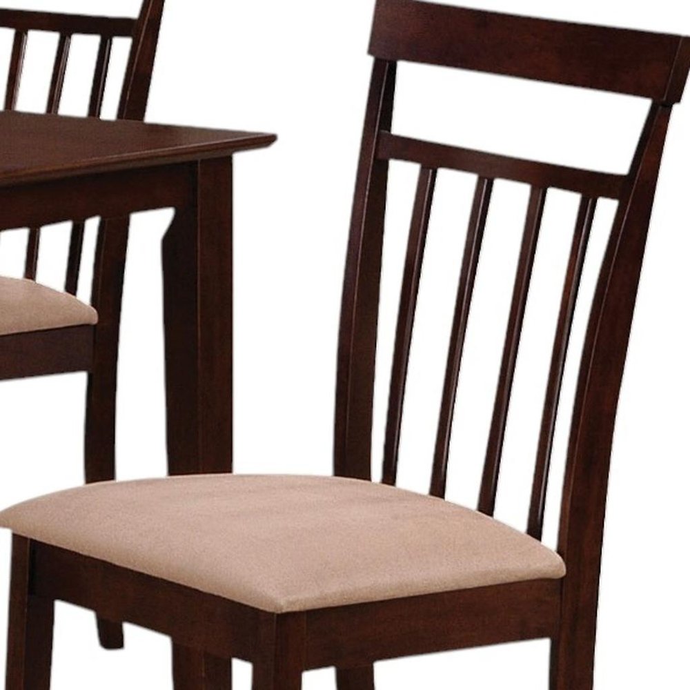 Five Piece Espresso Wood Dining Set with Four Chairs  Warm Home View