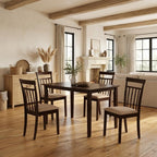 Five Piece Espresso Wood Dining Set with Four Chairs  Warm Home View