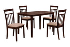 Five Piece Espresso Wood Dining Set with Four Chairs  Warm Home View