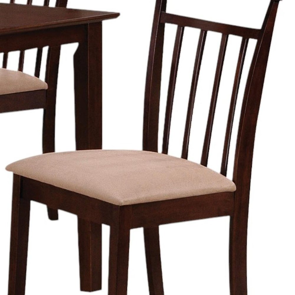 Five Piece Espresso Wood Dining Set with Four Chairs  Warm Home View