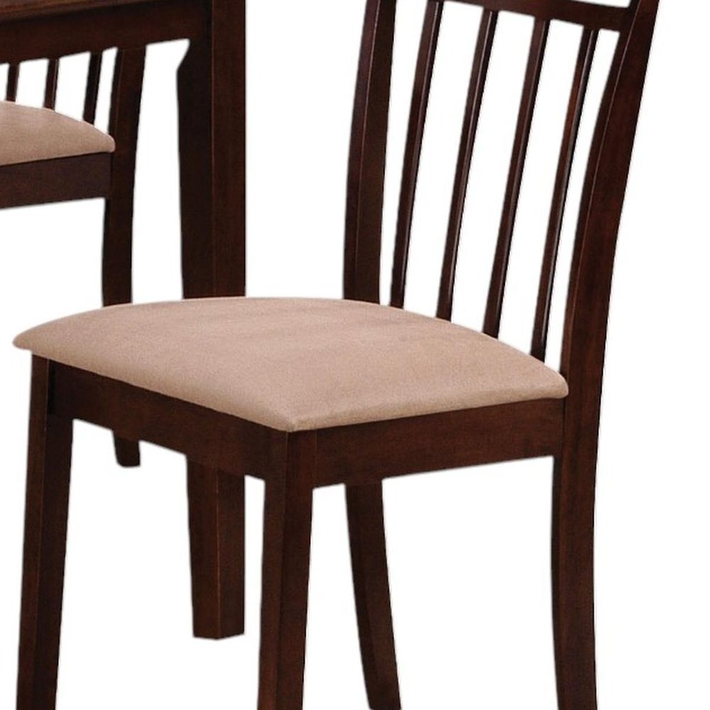 Five Piece Espresso Wood Dining Set with Four Chairs  Warm Home View