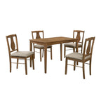 Five Piece Oak Solid Wood Dining Set with Four Chairs  Warm Home View