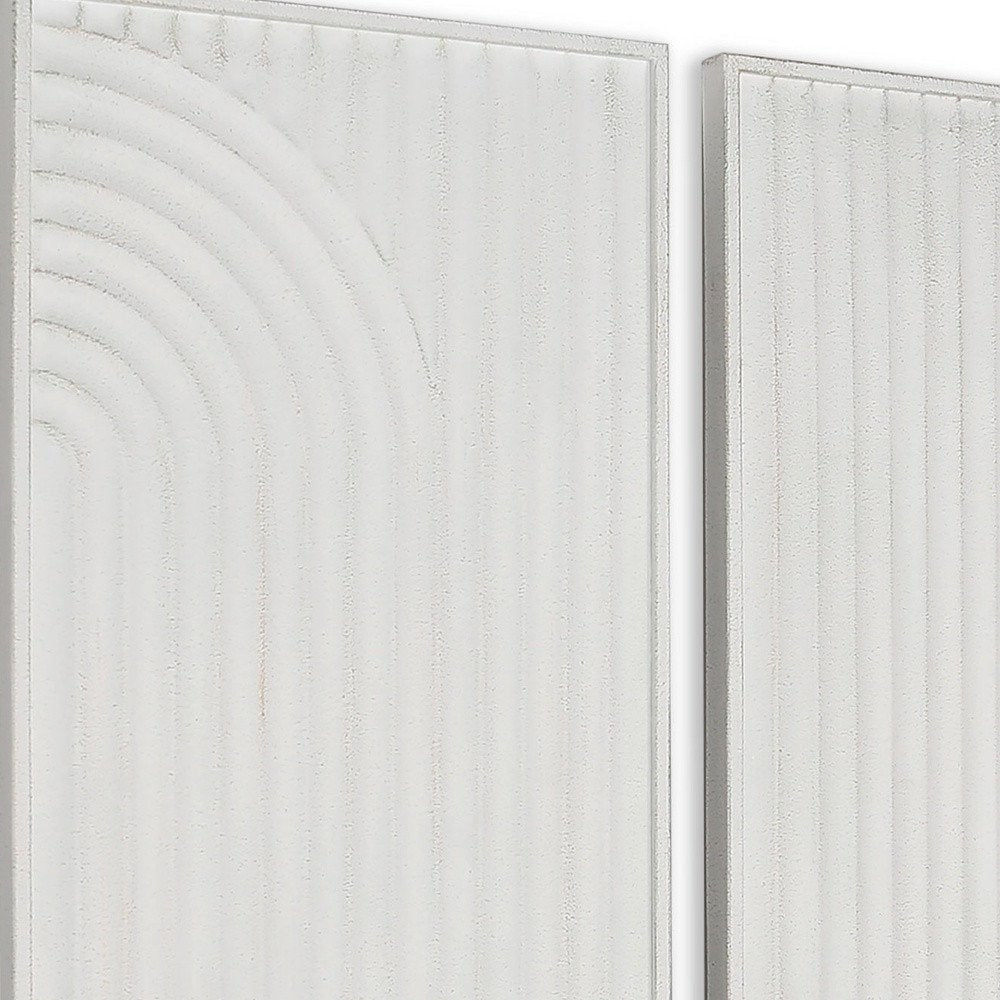 Set of Two White Metal Abstract Hanging Dimensional Sculptures  Warm Home View
