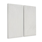 Set of Two White Metal Abstract Hanging Dimensional Sculptures  Warm Home View