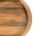 Set of Two Brown Round Solid Wood Serving Trays With Handles  Warm Home View