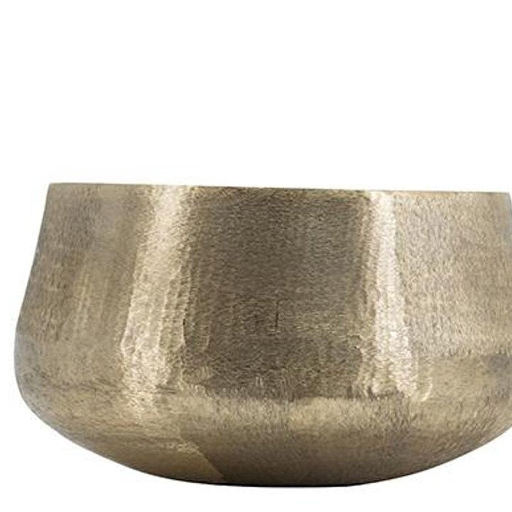 Set of Two Gold Aluminum Round Table Vases  Warm Home View