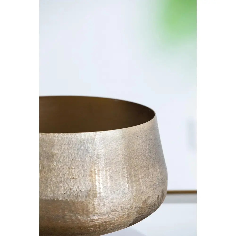 Set of Two Gold Aluminum Round Table Vases  Warm Home View