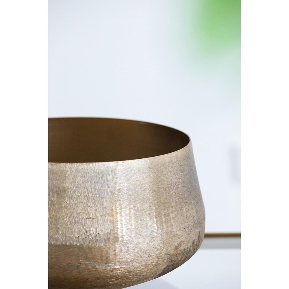 Set of Two Gold Aluminum Round Table Vases  Warm Home View
